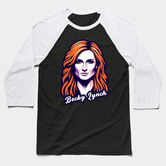 Becky Lynch Portrait Baseball T-Shirt by Tiger Mountain Design Co.